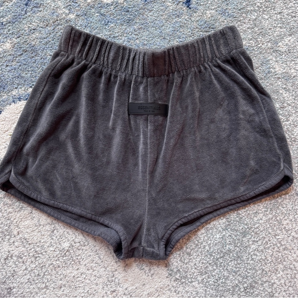 Fear of God Essentials Women's Off Black Terry Cloth Beach Shorts - size small